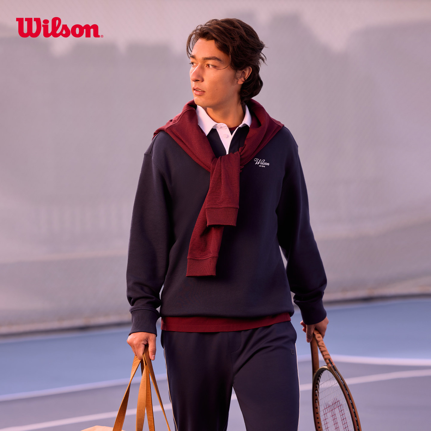 Wilson威尔胜官方26年春季新款男士翻领百搭网球运动针织套头卫衣,运动服/休闲服装,运动卫衣/套头衫,淘宝优惠券,粉丝福利购,淘宝优惠卷