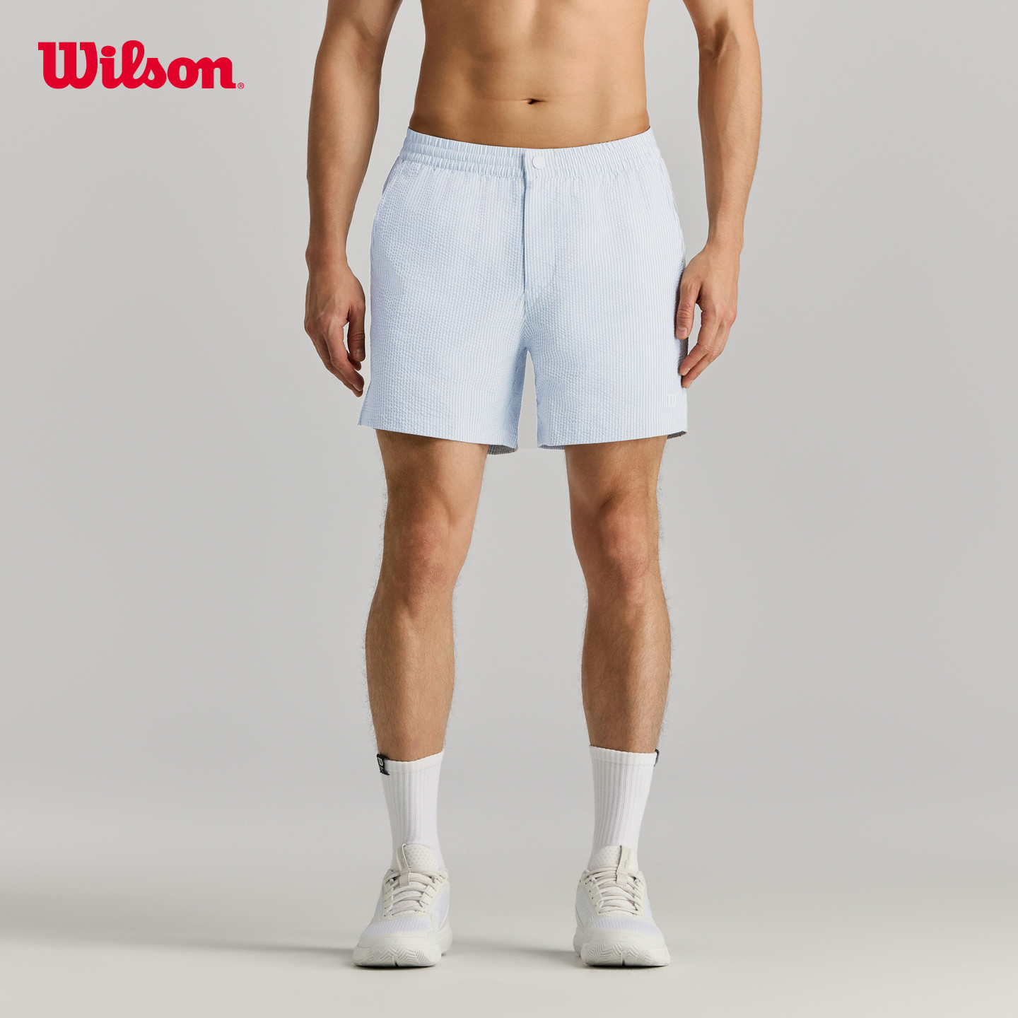 Wilson威尔胜26年夏季新款男士泡泡纱面料双侧内插袋网球运动短裤