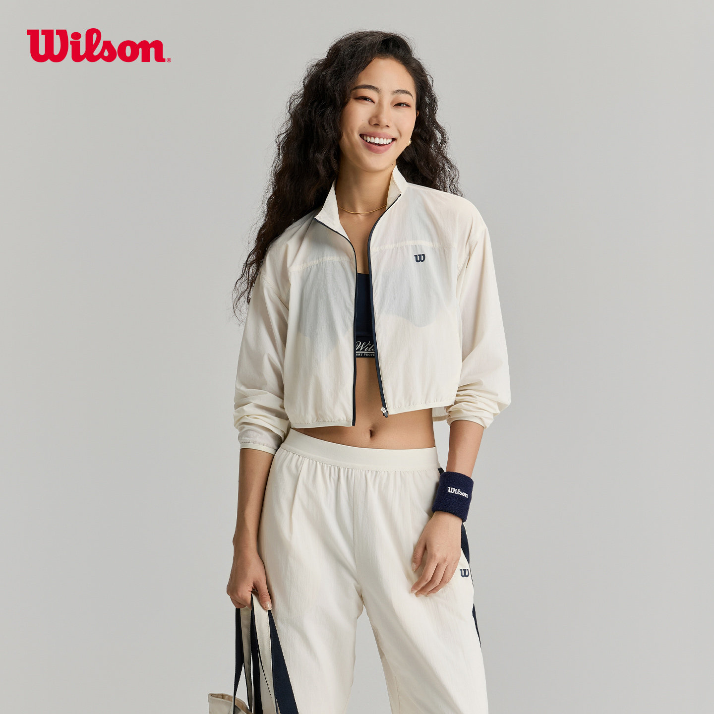 Wilson威尔胜夏季女士运动宽松落肩轻薄防晒百搭网球梭织上衣外套