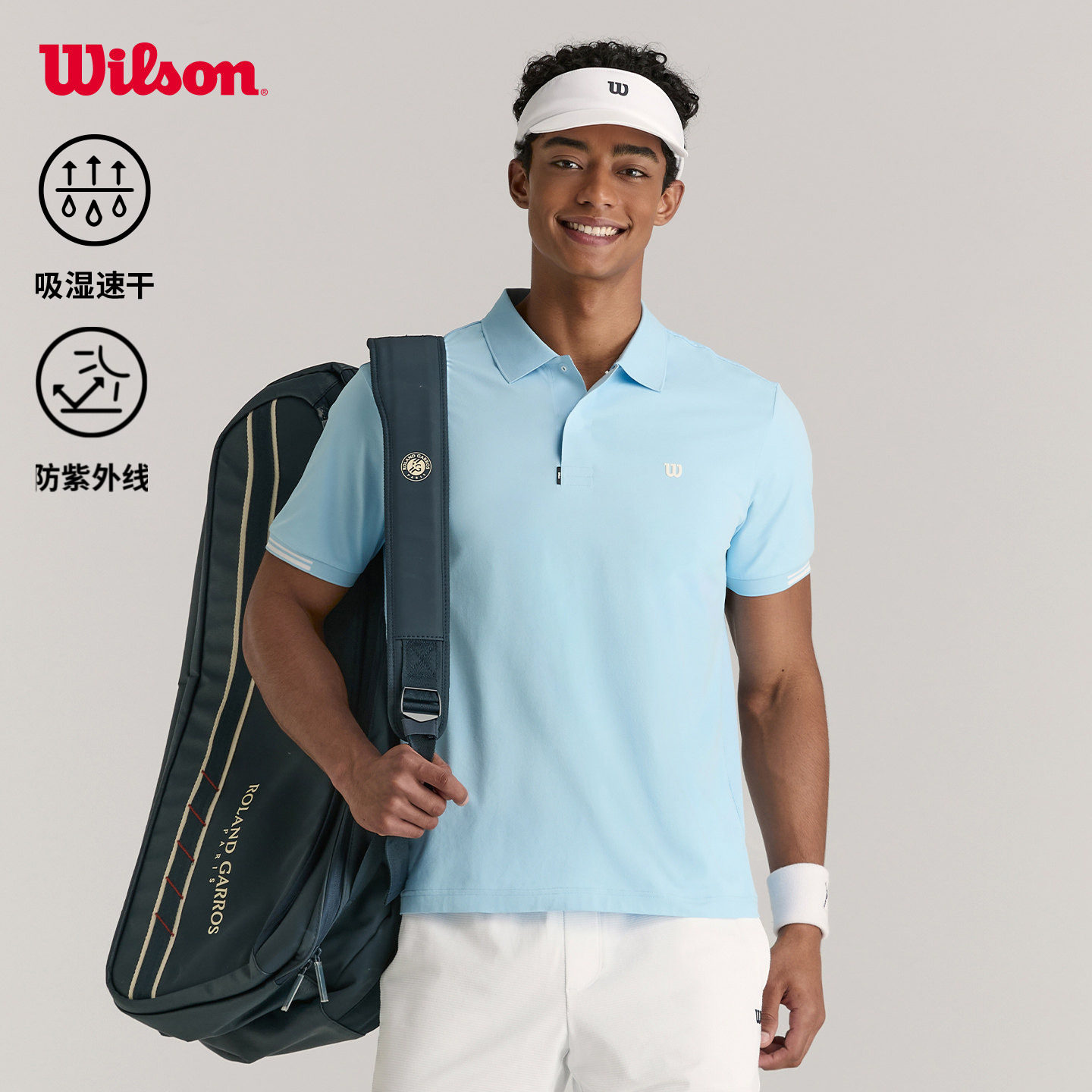 Wilson威尔胜夏季男士TIMELESS运动网球针织短袖吸湿速干POLO