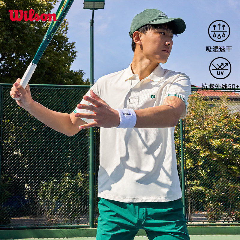 Wilson威尔胜官方夏季男士TIMELESS运动网球防晒短袖吸湿速干POLO