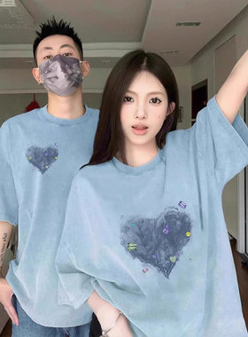 夏季短袖t恤2025新款超火高级感特别的纯棉上衣独特超好看情侣装