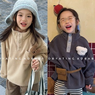 摇粒绒卫衣女童衣服男童冬款 儿童韩版 6589 秋冬装 2025湖州织里童装