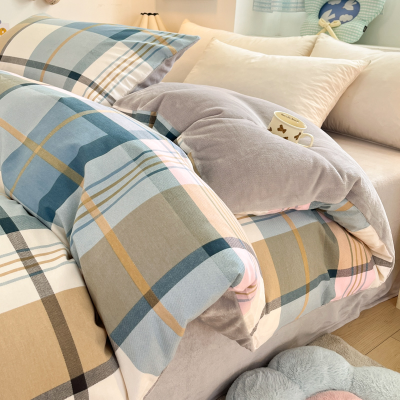 纯棉磨毛加绒单面牛奶绒被套单件定制ab面被罩毛绒200x230