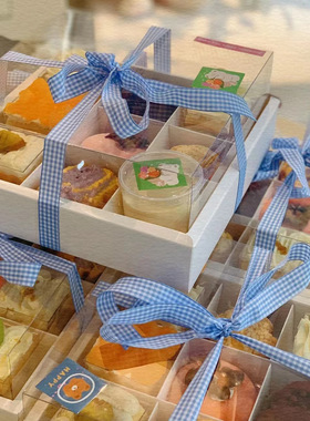 白色蛋糕慕斯盒盒加高透明九宫格包装盒野餐盒子甜品下午茶甜品杯