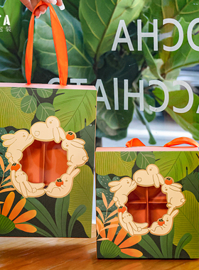 2025新款中秋礼盒4粒6粒广式流心冰皮月饼蛋黄酥烘焙包装盒定制