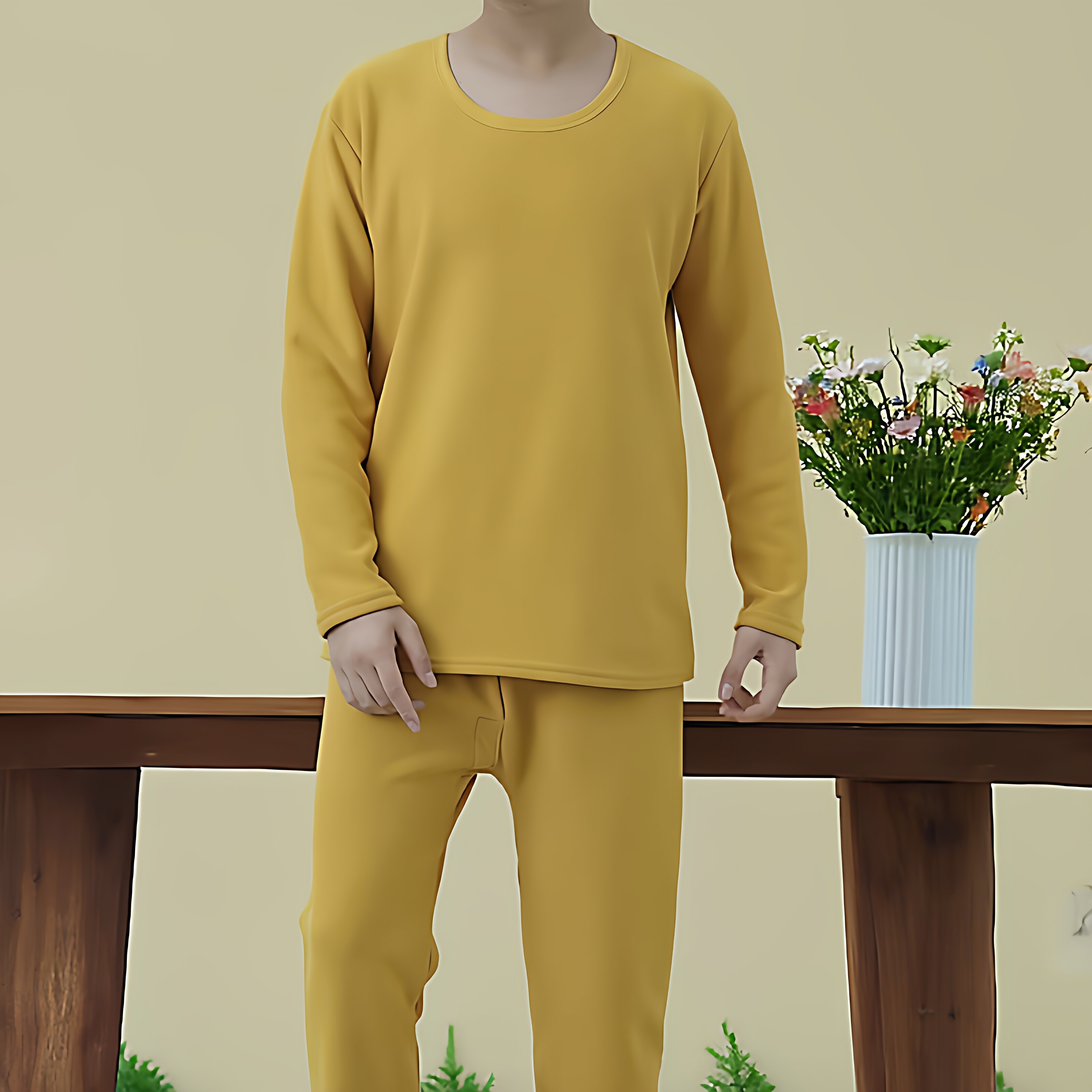 黄色特厚男式加肥加大码加绒加厚棉黄金绒柔软V领保暖内衣超大码