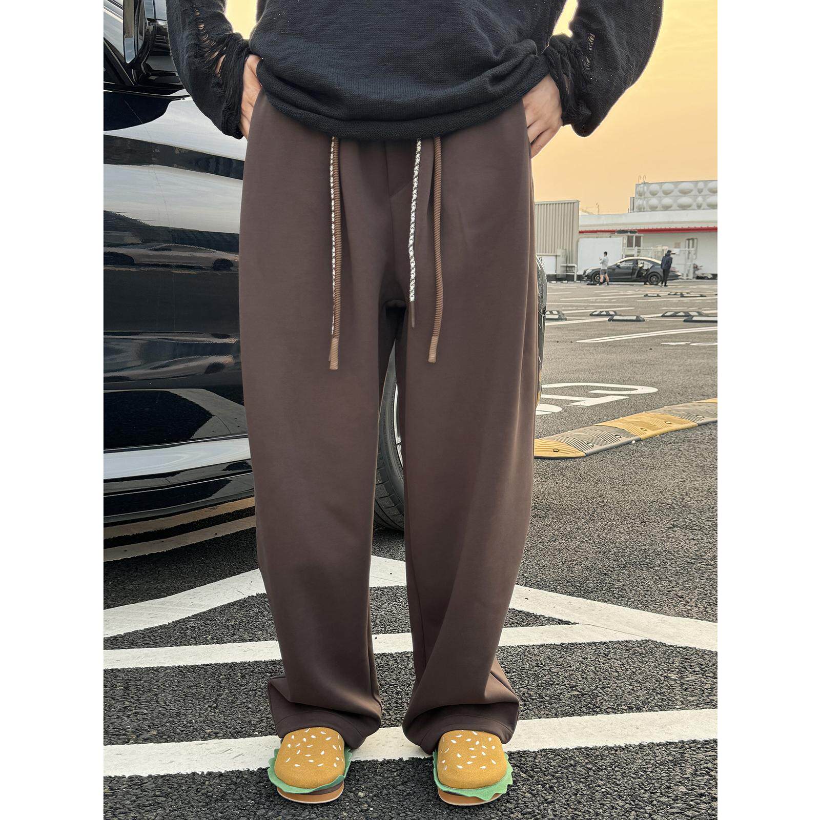 秋冬复古宽松垂感阔腿休闲裤cleanfit简约宽松卫裤男女D589/P60,男装休闲裤,星座206（原A221）