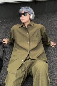 老钱风休闲套装情侣秋冬季大码宽松衬衫外套阔腿工装裤 TZ08/P85图片