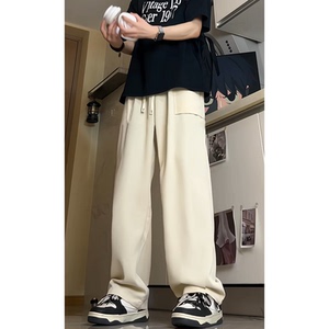 冰丝立体口袋裤子男夏季2026新款潮牌宽松垂感休闲阔腿裤D511/P40图片