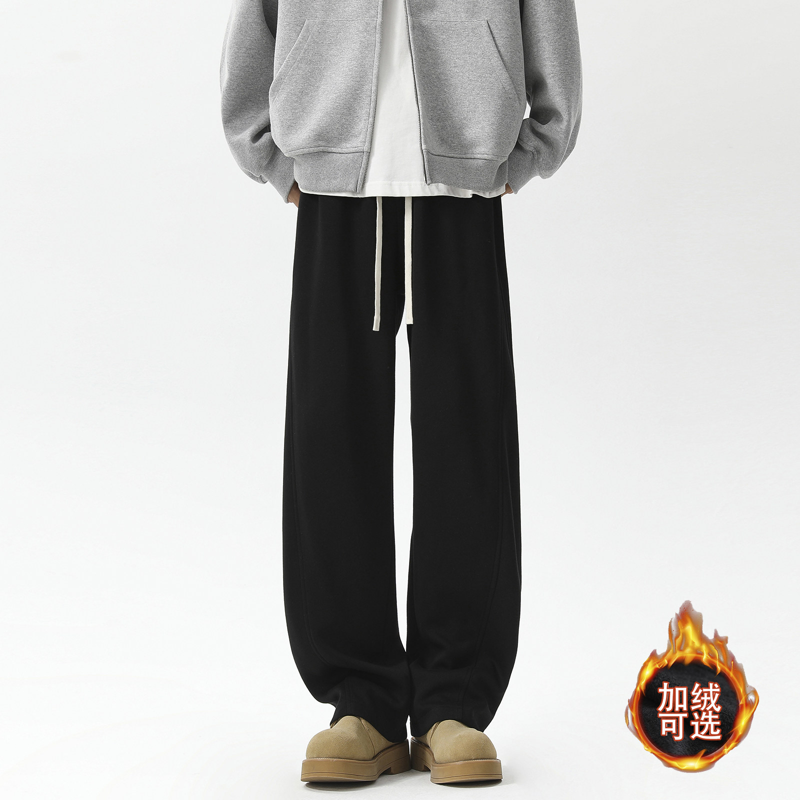 美式高街弯刀休闲裤子男春季宽松运动卫裤重磅直筒裤 D509/特P36图片