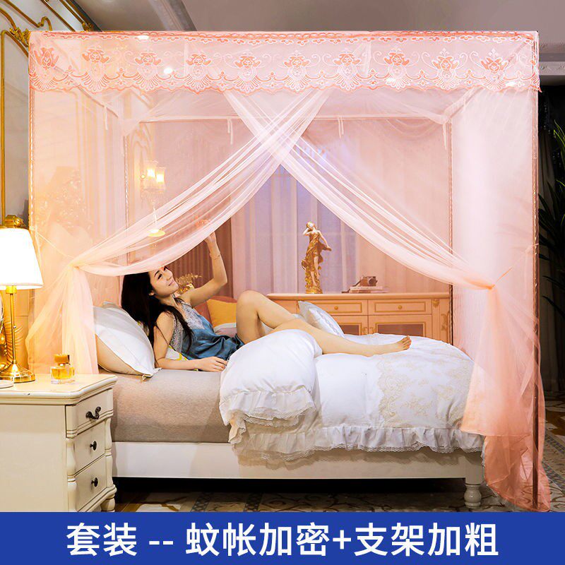 单门蚊帐加密一开门家用卧室1.8m老式1.5m落地支架公主风1.0米1.