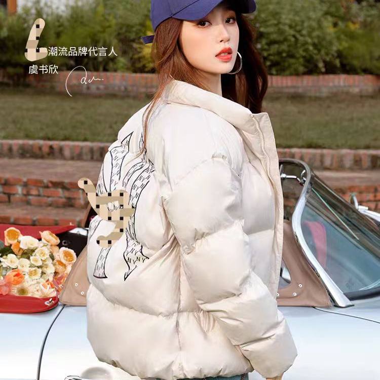 虞书欣同款NY立领羽绒服男女25冬季新款情侣经典大标宽松鹅绒外套