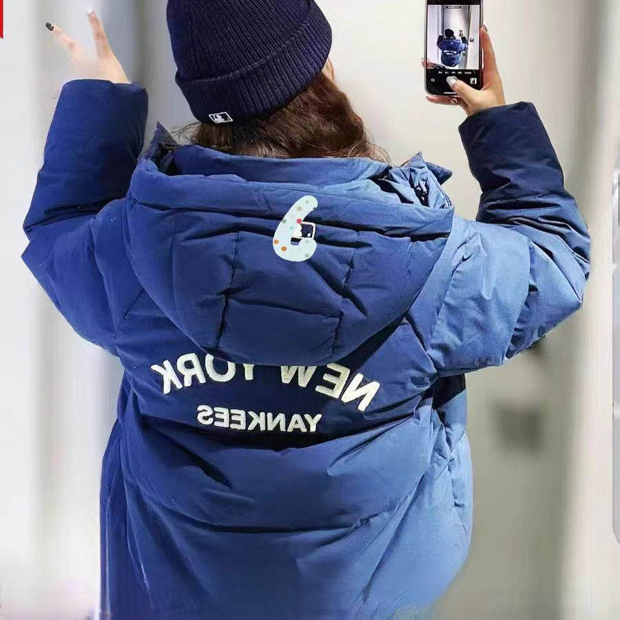 虞书欣同款NY连帽羽绒服男女25冬季新款情侣加厚宽松休闲鹅绒外套