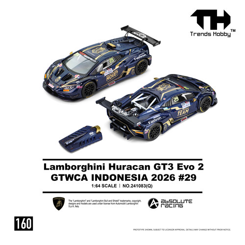 [预售]1/64 TH 兰博基尼小牛GT3 EVO2 #29蓝色 合金模型 9.4截单