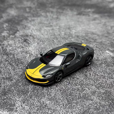 1/64 BBR法拉利296gtb 黄色拉花深灰色 合金封闭模型