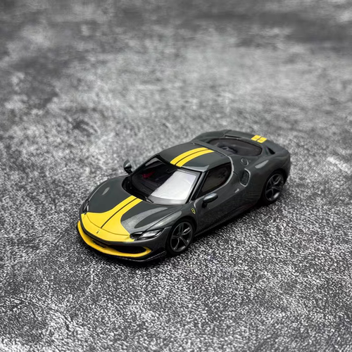 BBR 1/64 法拉利296GTB 黄色拉花深灰色 合金封闭模型