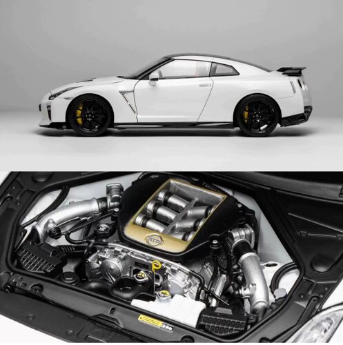 MH 1/18 日产GTR(r35) 珍珠白 pearl white 合金全开模型