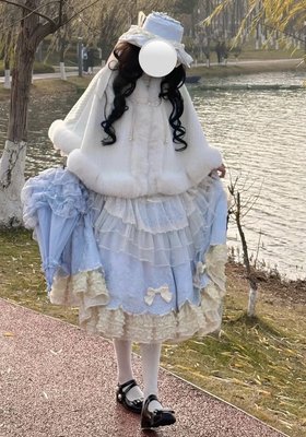 加厚洛丽塔绒披肩冬季结婚斗篷Lolita 外搭配旗袍婚礼服毛茸茸领