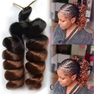 spiral French curl braiding hair loose wave化纤辫子钩针假发