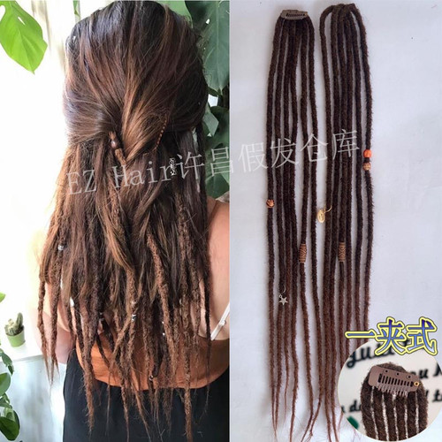 非洲雷鬼脏辫假发欧美一夹式纯手工BB夹穿戴脏辫辣妹dreadlock
