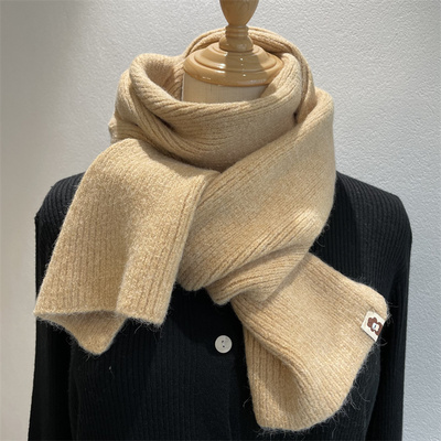 纯色针织毛线围巾蓝紫色围脖男女