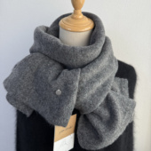 百搭款 巨软糯 高级灰色羊毛混纺围巾女冬季 保暖围脖男女通用围巾