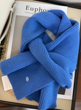 亮桔色！澳洲进口纯羊毛针织围巾100wool秋冬新情侣纯色保暖围巾