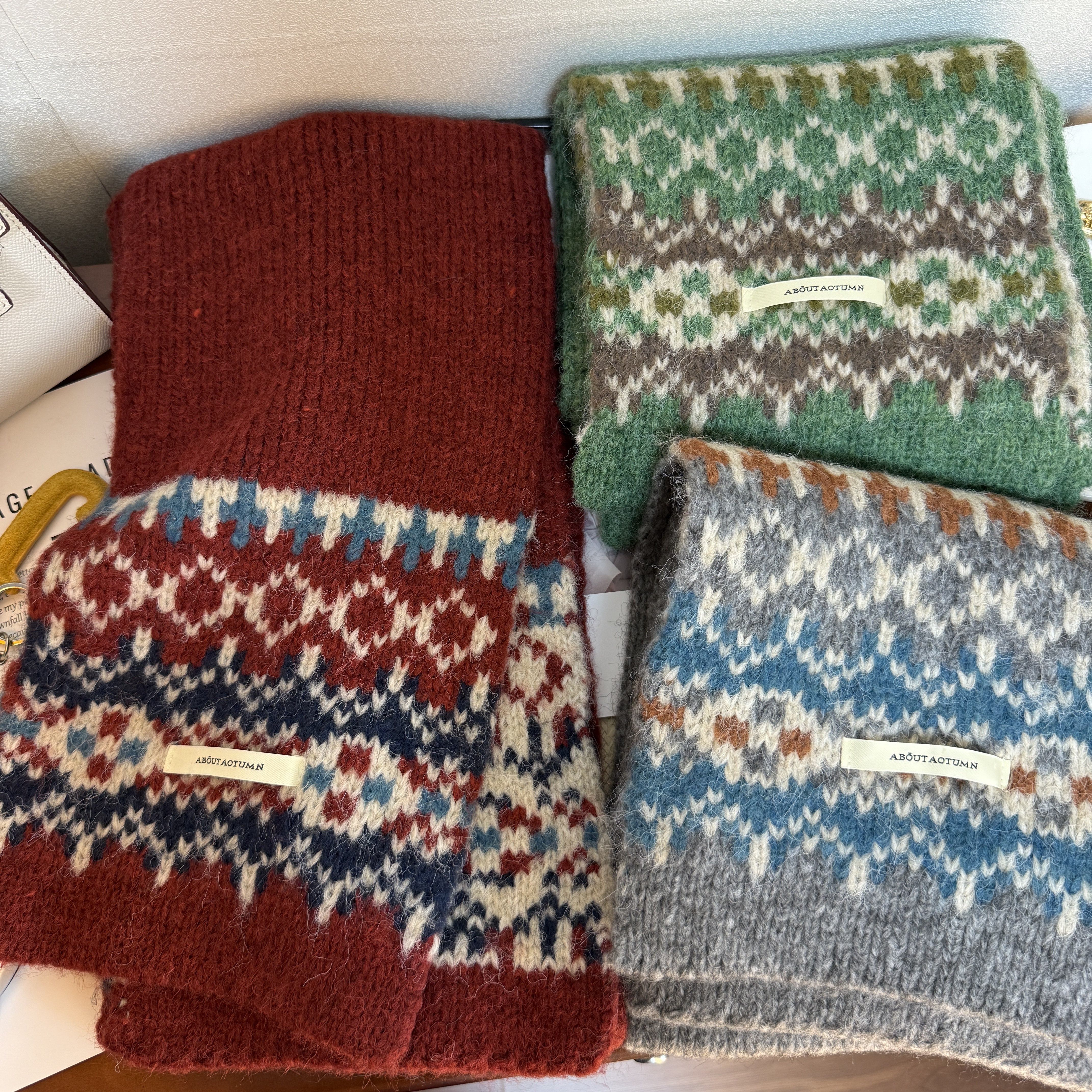 绝美绿色！冬季氛围感费尔岛羊毛混纺情侣保暖围巾男女圣诞厚围脖,服饰配件/皮带/帽子/围巾,围巾/丝巾/披肩,淘宝优惠券,粉丝福利购,淘宝优惠卷