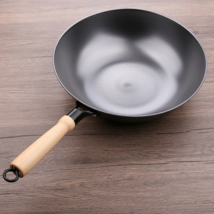 香港正品陈枝支记生铁锅炒锅 平底燃气灶电磁炉适用 无涂层不生锈