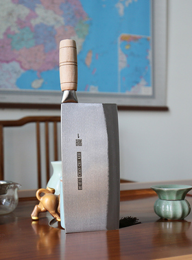 香港陈枝记菜刀木柄碳钢家用砍切刀中式锻打小文武刀斩切两用正品