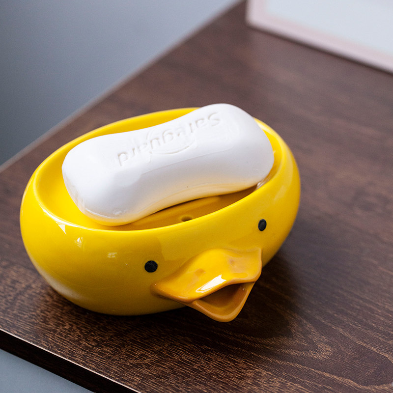 陶瓷可爱小鸭子肥皂盒家用一体洗澡间洗手台面创意沥水香皂置物架,家庭/个人清洁工具,皂盒,淘宝优惠券,粉丝福利购,淘宝优惠卷