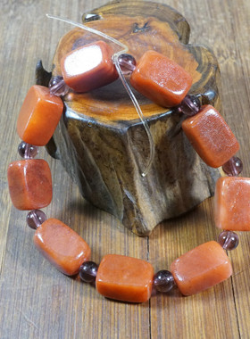 2402号 新疆克拉玛依红色金丝玉手链