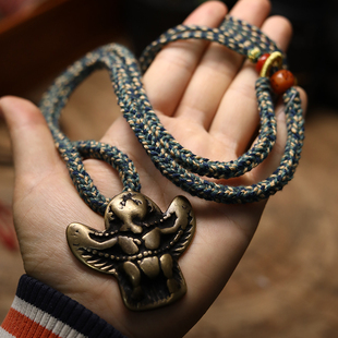 子鱼居手工编织藏式大鹏鸟颈链民族风复古挂坠吊饰毛衣链文玩原创