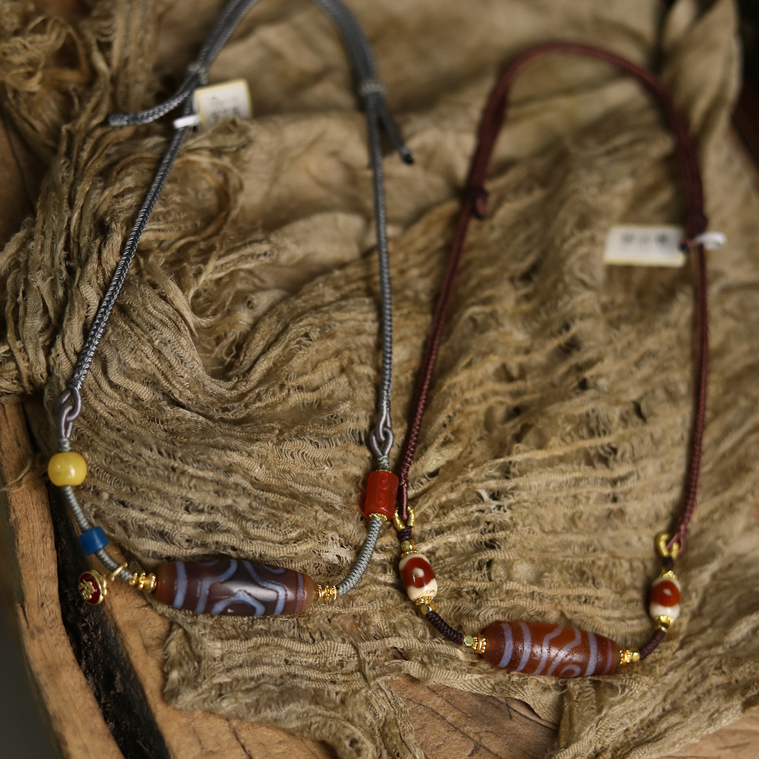 原创设计全手编天珠颈链男女式项链文玩复古挂绳一图一物