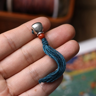 纯银超小尺寸佛头三通潜水艇金刚杵小柏香籽星月金刚配饰文玩diy