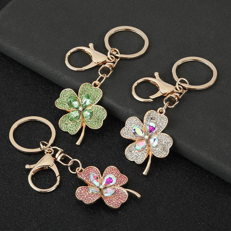 镶钻幸运四叶草汽车钥匙扣