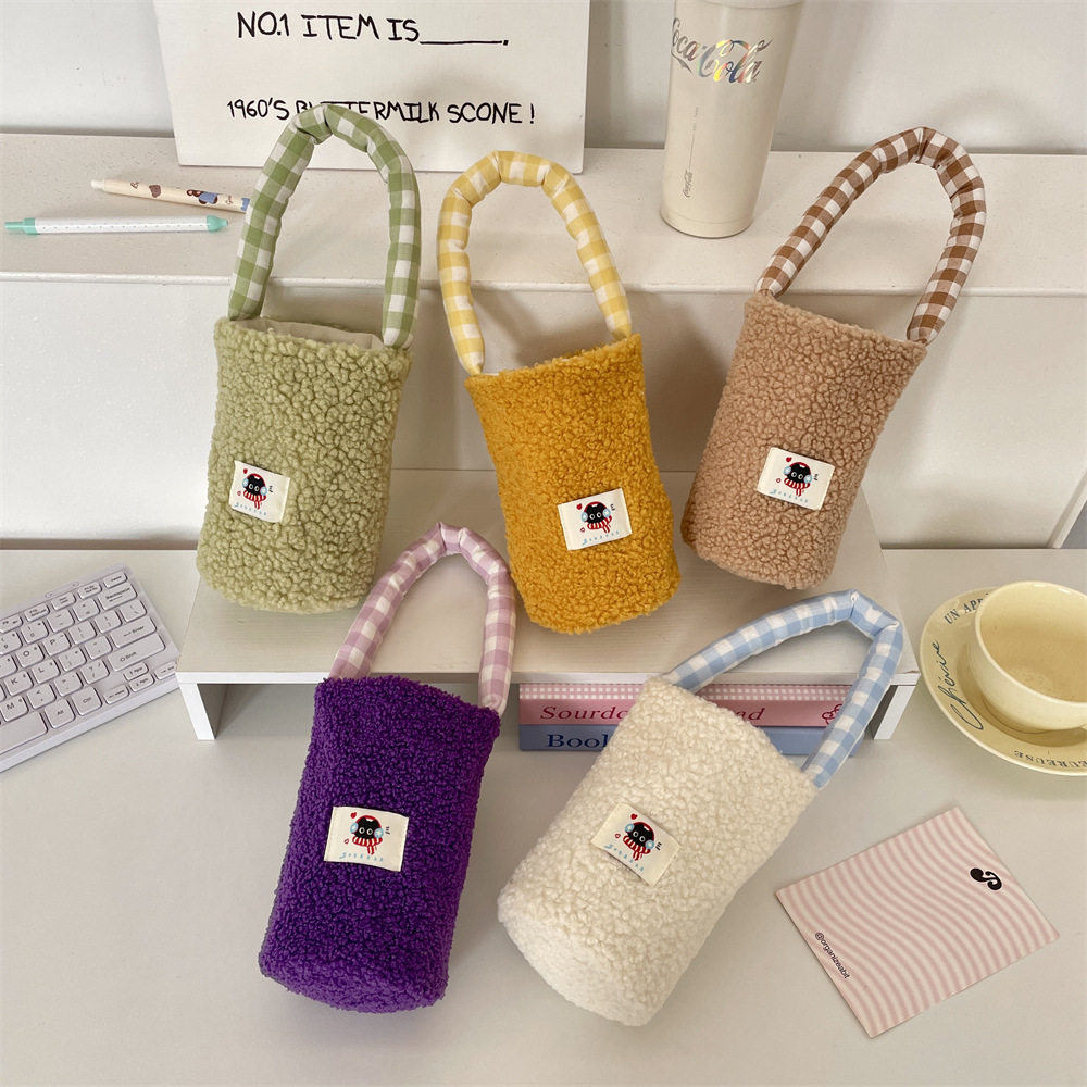 ins毛茸茸水杯袋保温杯外出收纳袋柔软防摔防烫奶茶手提袋,餐饮具,杯套,淘宝优惠券,粉丝福利购,淘宝优惠卷