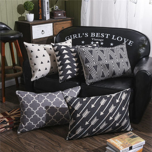 40x60/50x70抱枕套北欧三角几何美式长条靠垫床上腰枕靠背不含芯