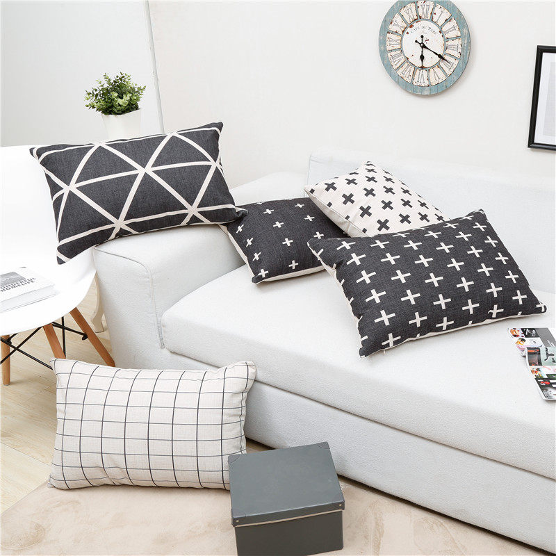 40x60/50x70抱枕套北欧大号靠背长方形棉麻腰枕沙发靠垫套不含芯