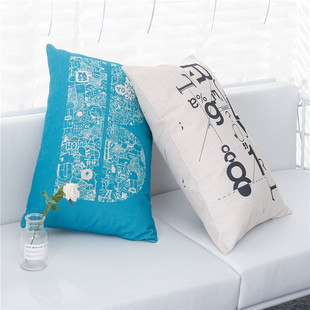 40x60/50x70北欧字母靠背棉麻抱枕靠垫套办公室沙发腰枕不含芯