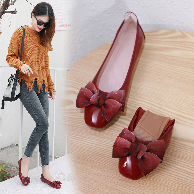 蛋卷鞋2025年春夏款方头浅口单鞋女平底瓢鞋开车上班鞋软底豆豆鞋