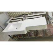 定制岩板热弯一体盆新款 卫浴洗手台双台盆浴室柜洗漱台下挂盆单盆