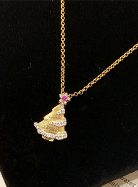 小红书爆款圣诞树圣诞帽项链高颜值设计时尚潮流轻奢个性百搭饰品