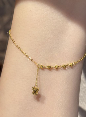 小红书爆款爆闪蝴蝶仙子流苏手链古法重工锤纹碎冰冰蝴蝶精灵手环