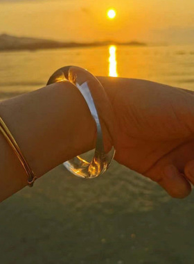 正宗东海透明冰种白水晶手镯本土手镯女款高冰爆款时尚百搭