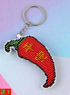 品牌小辣椒精准印花满珠绣小格十字绣钥匙扣背包挂件 平安福挂饰