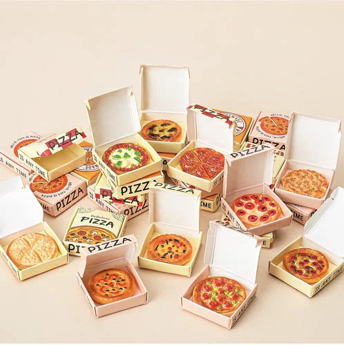 迷你仿真披萨PIZZA打包盒微缩食物模型食玩小摆件娃屋过家家玩具