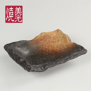 粗陶个性瓷器 陶瓷刺身盘寿司盘水果盘沙拉盘 海鲜盘 奇特展示盘