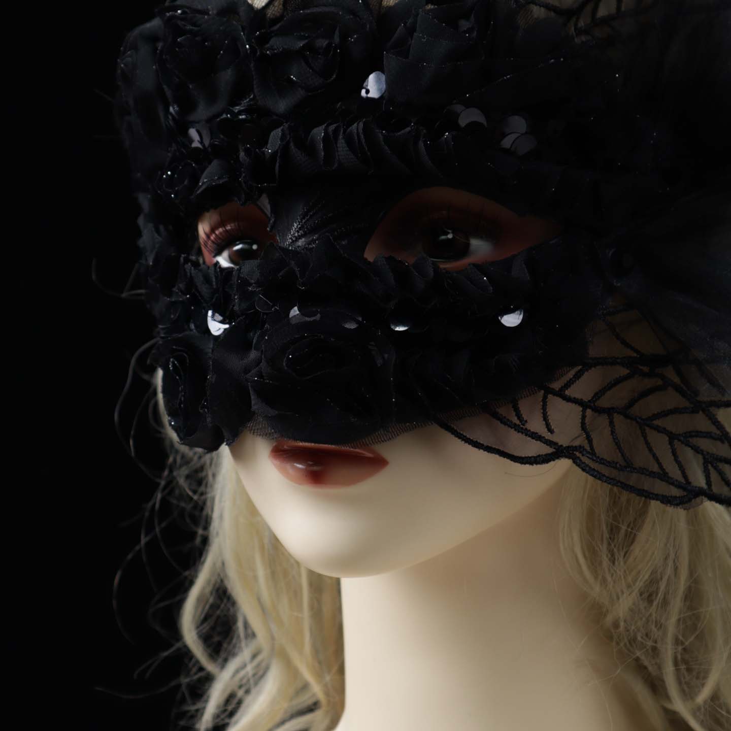 黑色蕾丝半脸成人面具